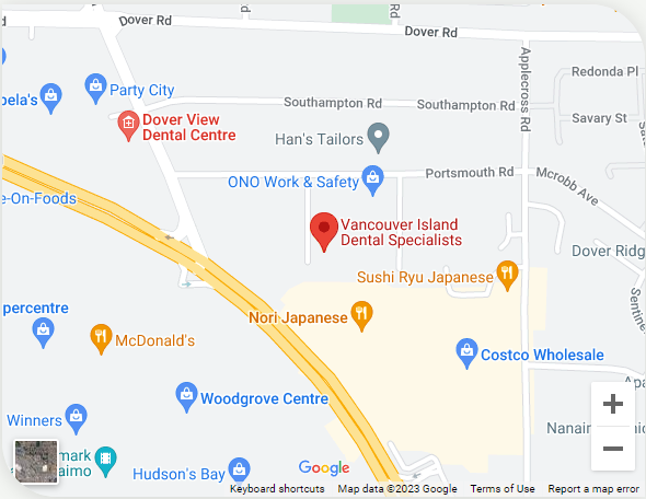 Map to Vancouver Island Dental Specialists in Nanaimo